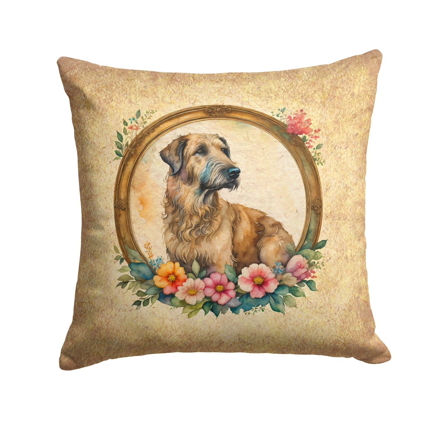 Buy this Irish Wolfhound and Flowers Throw Pillow