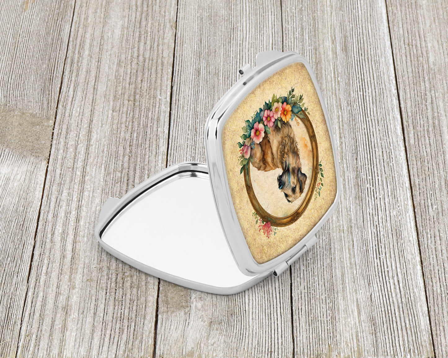 Irish Wolfhound and Flowers Compact Mirror