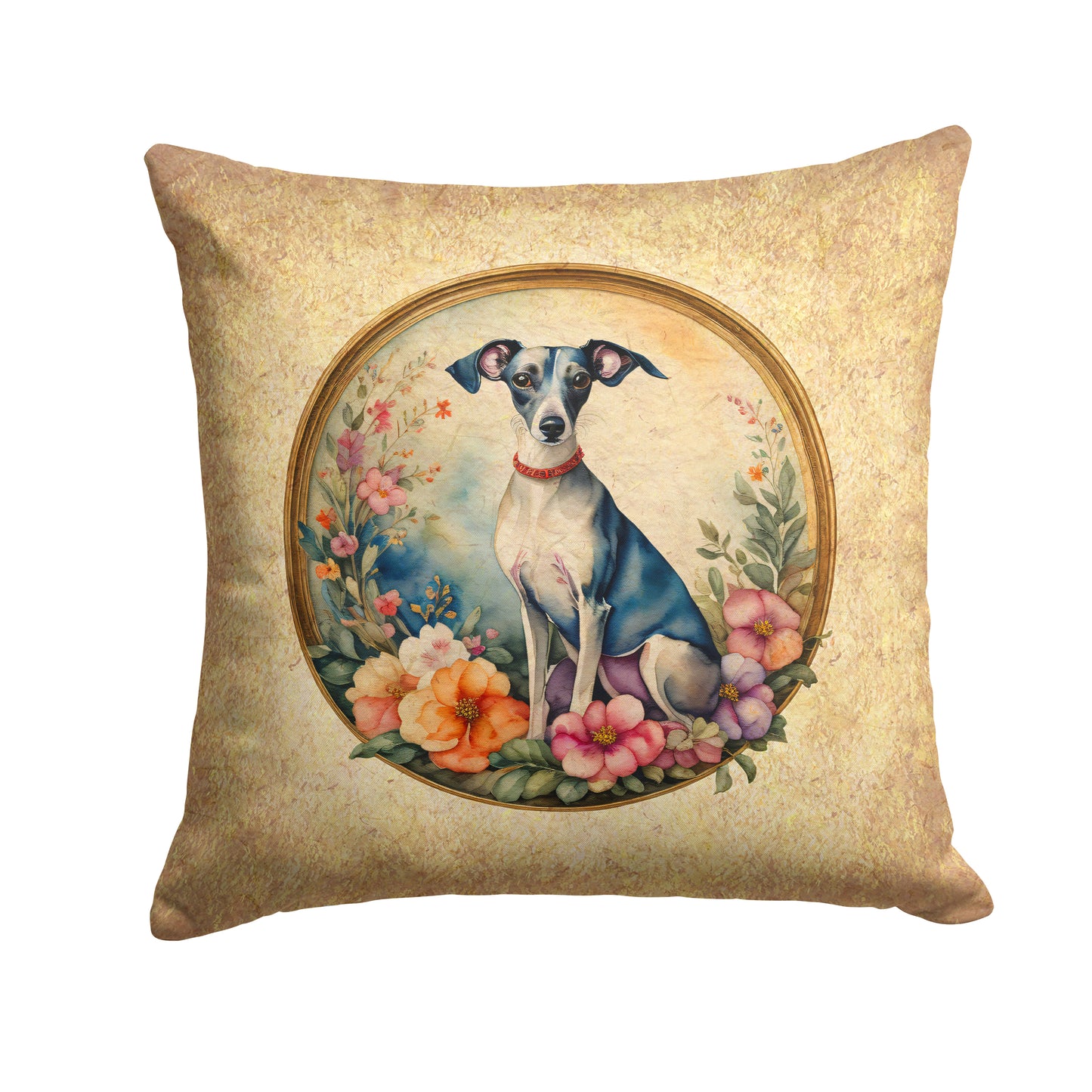 Buy this Italian Greyhound and Flowers Throw Pillow