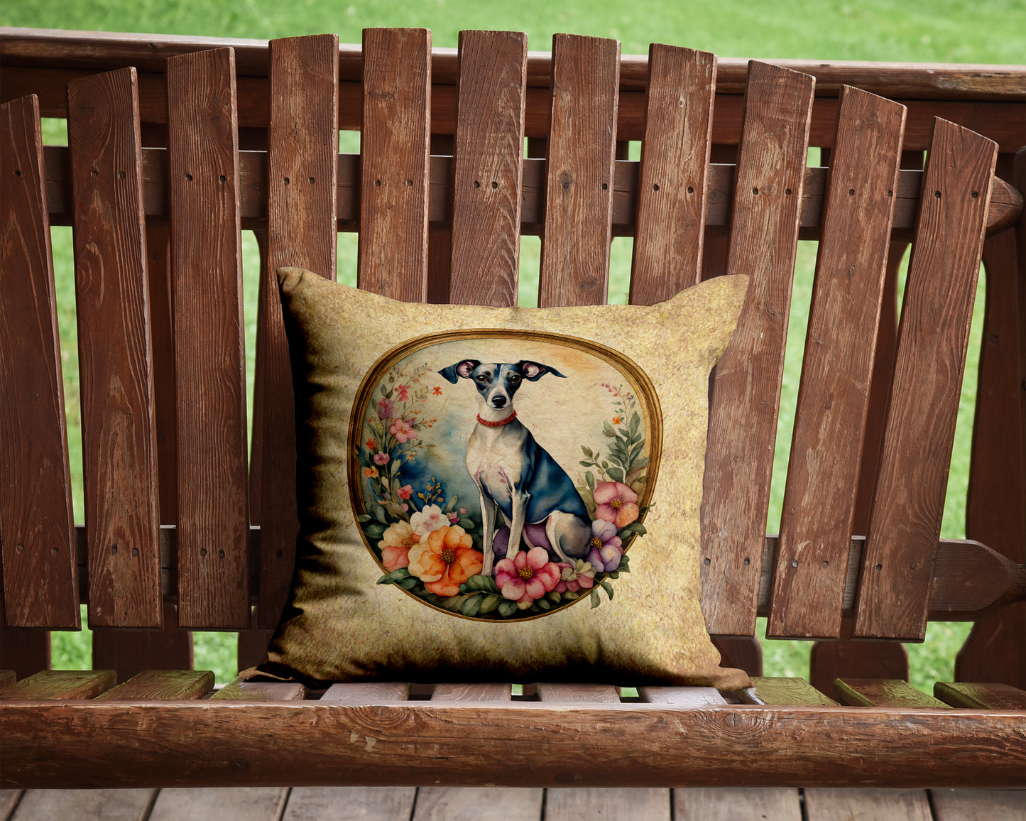 Italian Greyhound and Flowers Throw Pillow