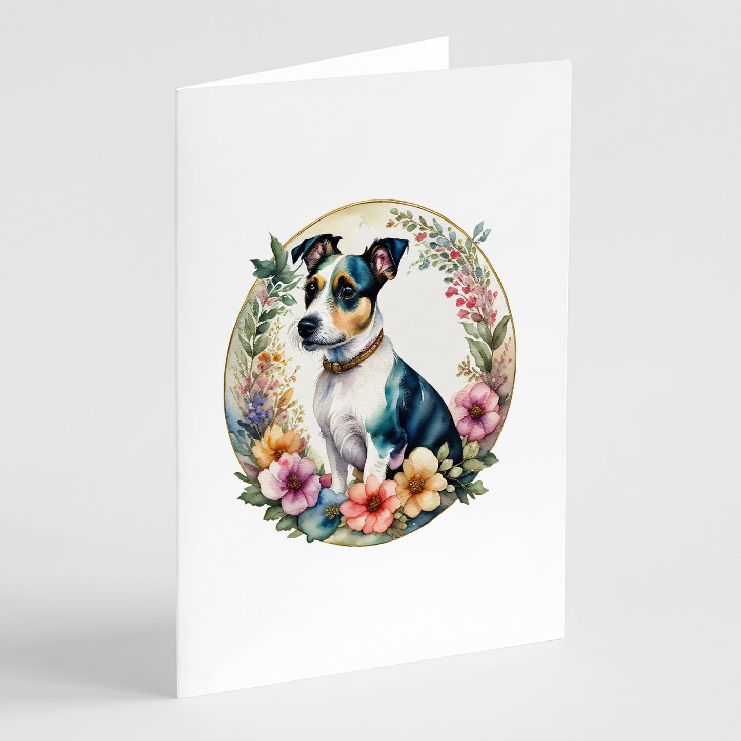 Buy this Jack Russell Terrier and Flowers Greeting Cards Pack of 8