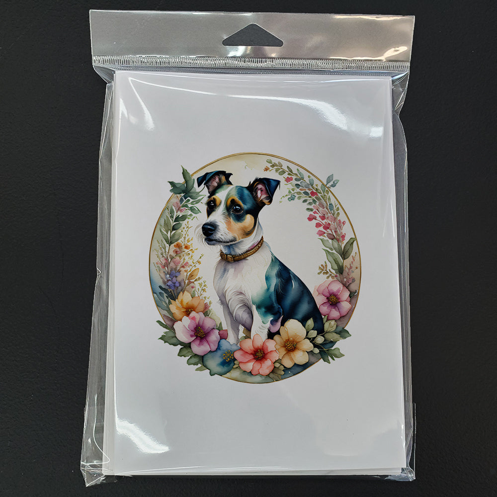 Jack Russell Terrier and Flowers Greeting Cards Pack of 8