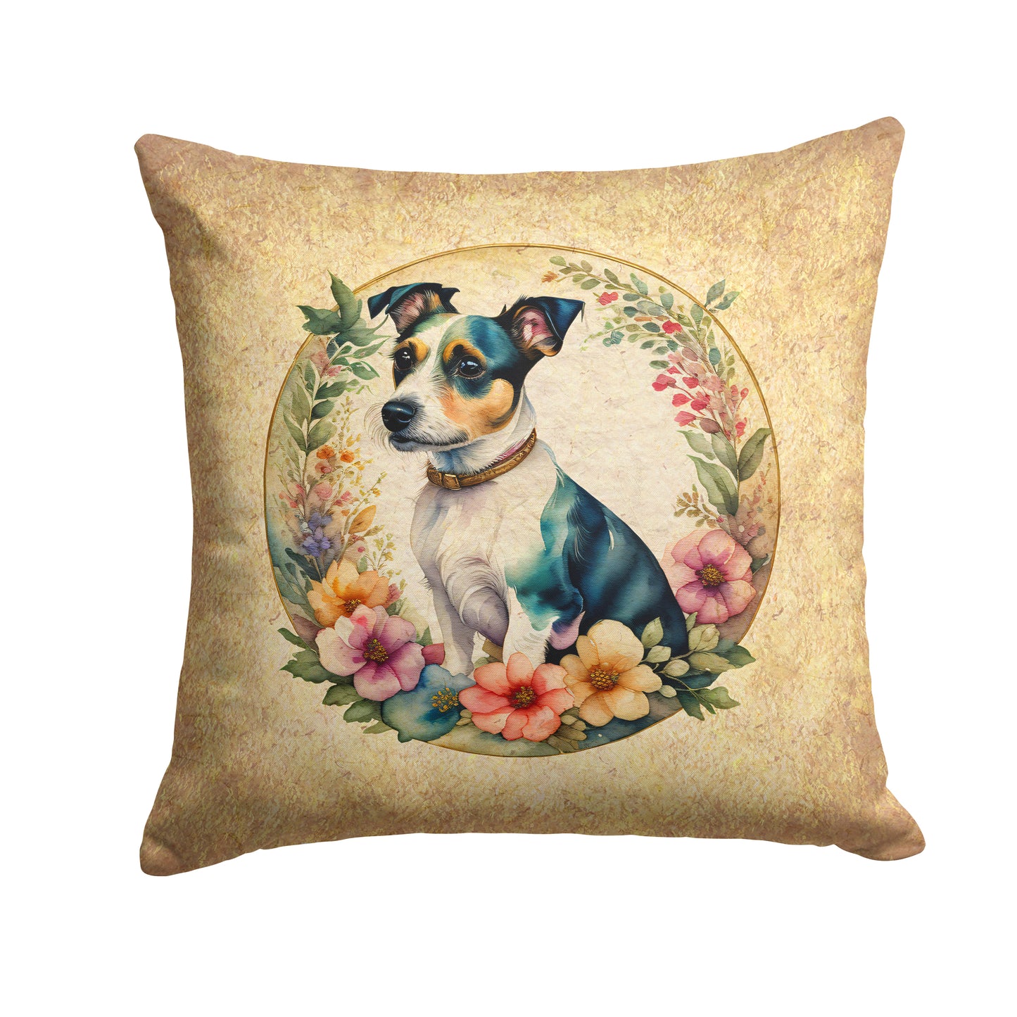 Buy this Jack Russell Terrier and Flowers Throw Pillow