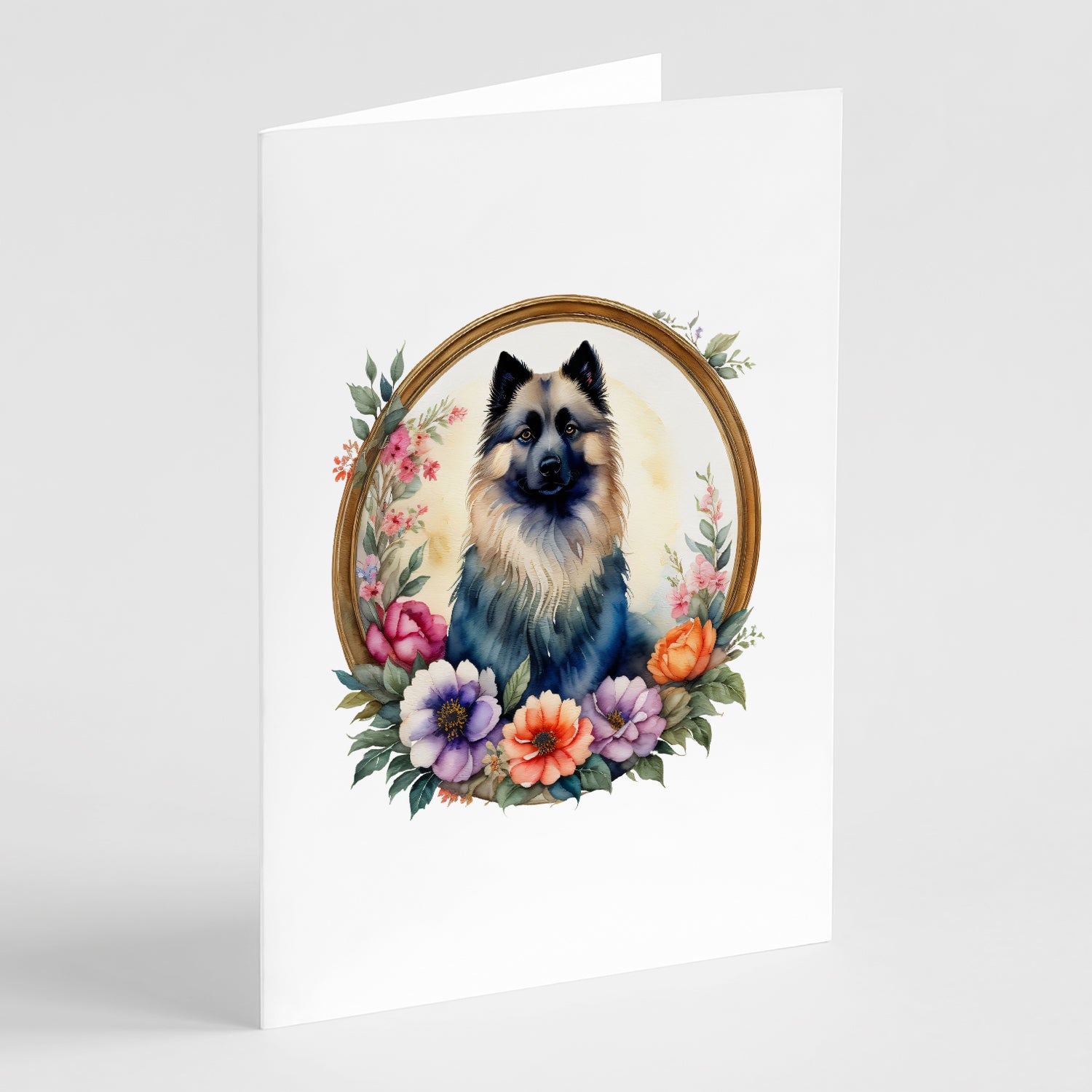 Buy this Keeshond and Flowers Greeting Cards Pack of 8