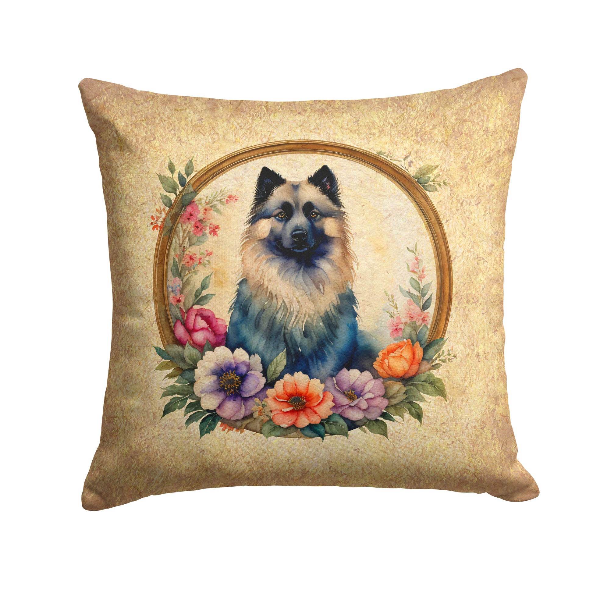 Buy this Keeshond and Flowers Throw Pillow