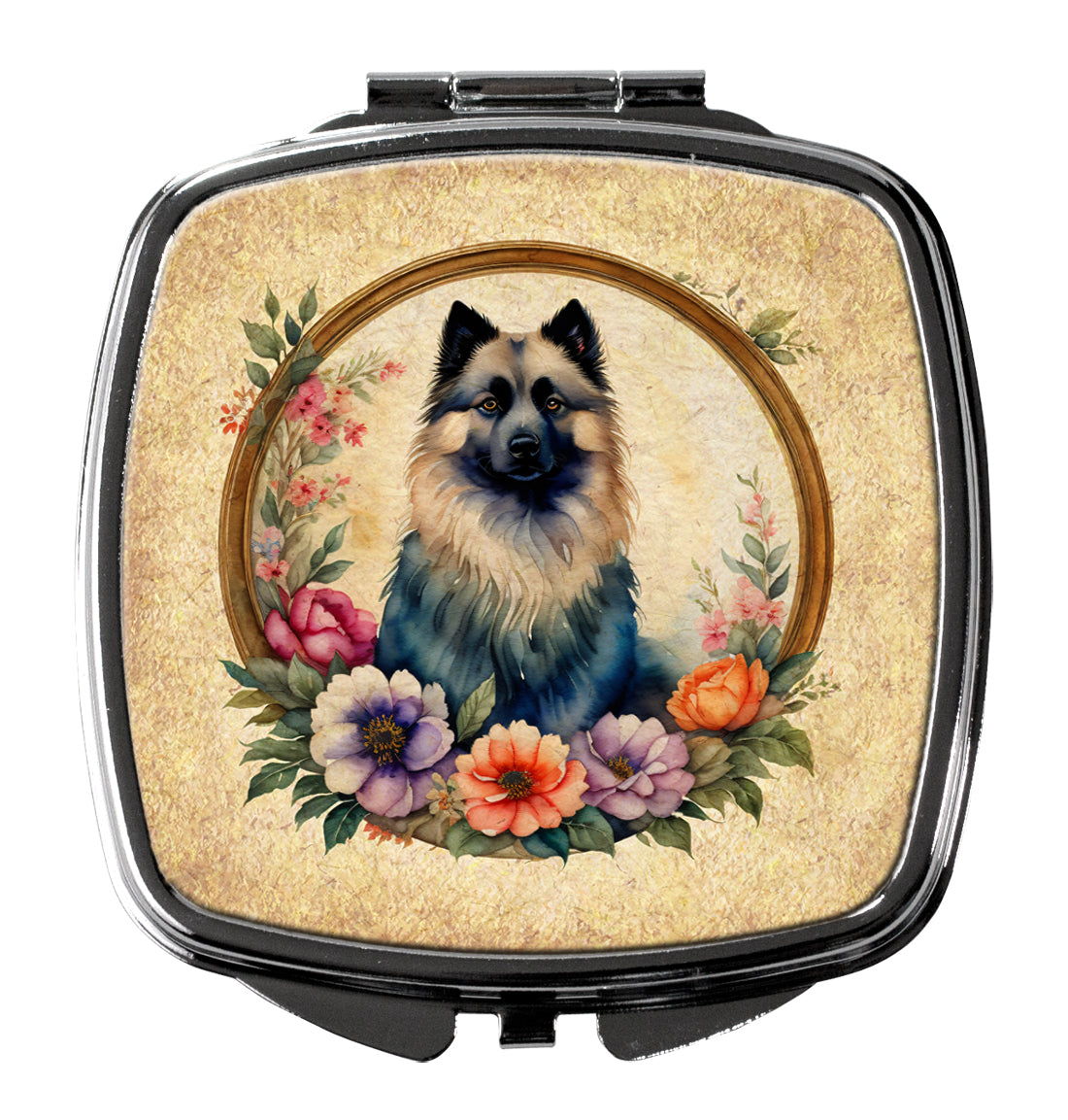 Buy this Keeshond and Flowers Compact Mirror