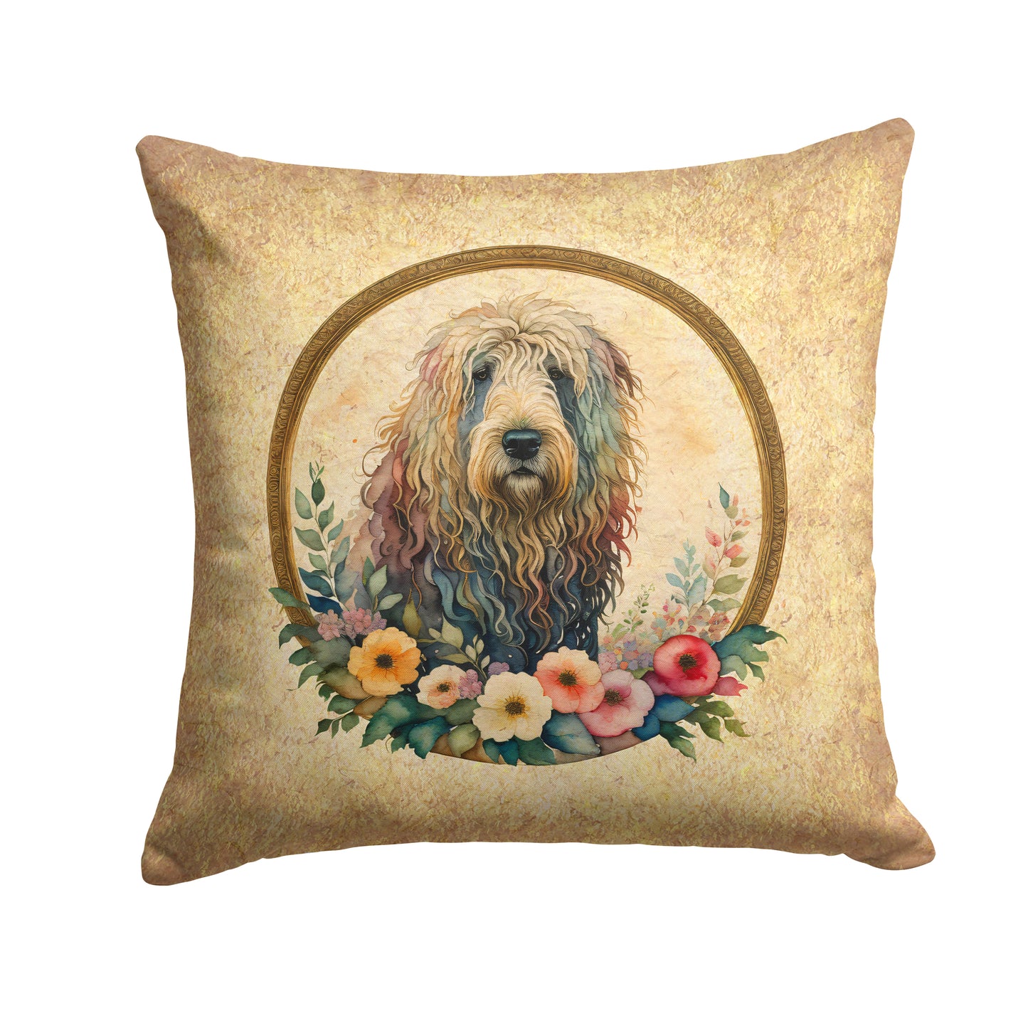 Buy this Komondor and Flowers Throw Pillow