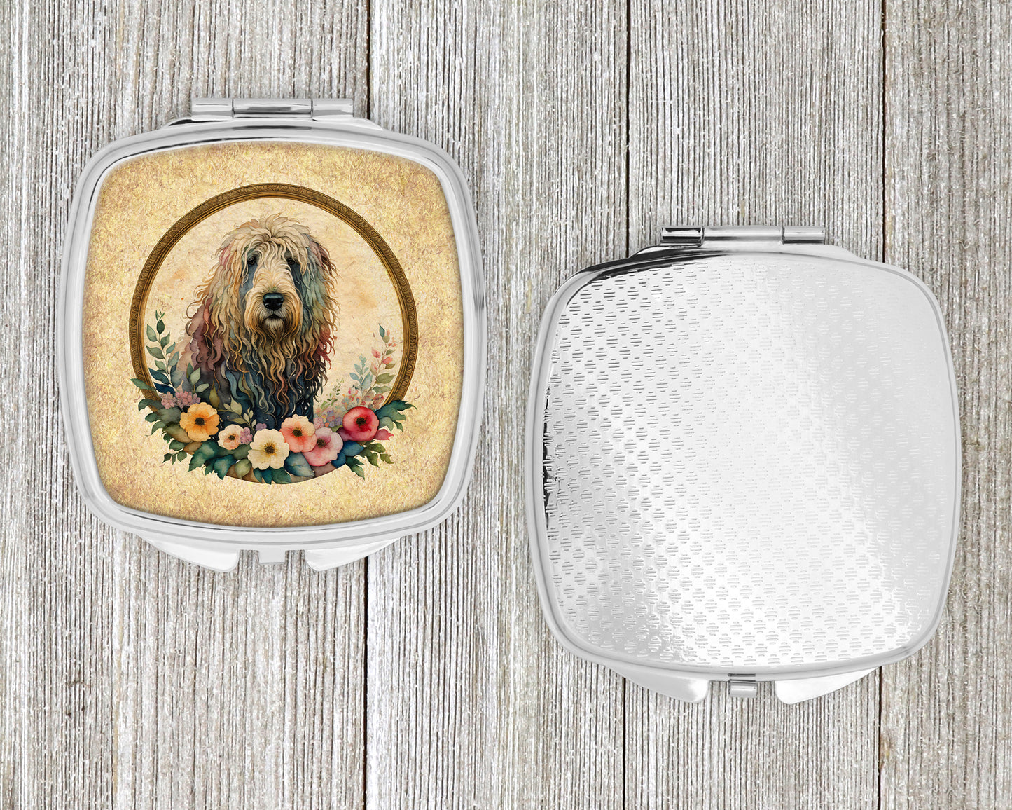 Komondor and Flowers Compact Mirror