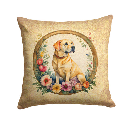 Buy this Yellow Labrador Retriever and Flowers Throw Pillow