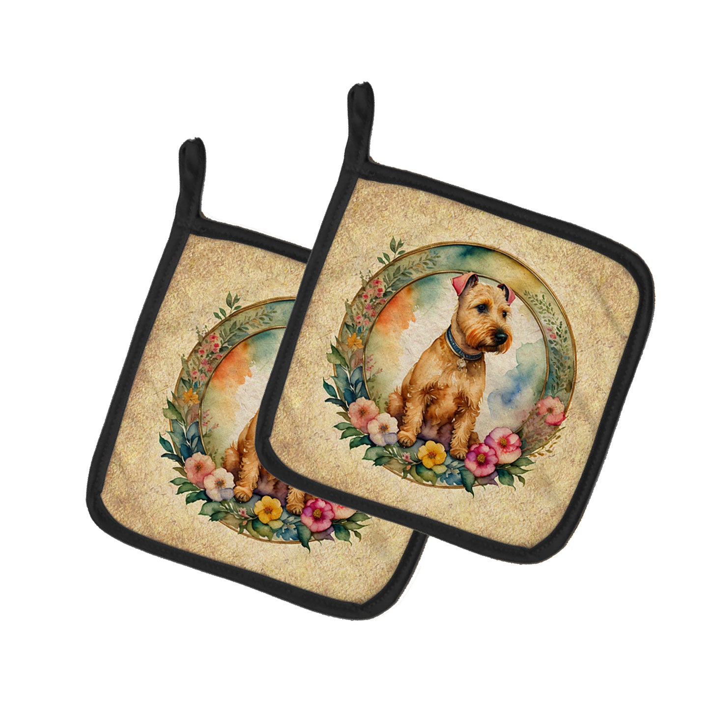 Buy this Lakeland Terrier and Flowers Pair of Pot Holders