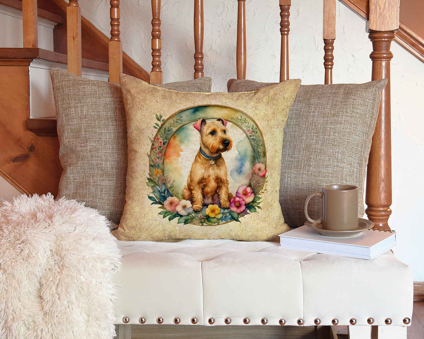 Lakeland Terrier and Flowers Throw Pillow