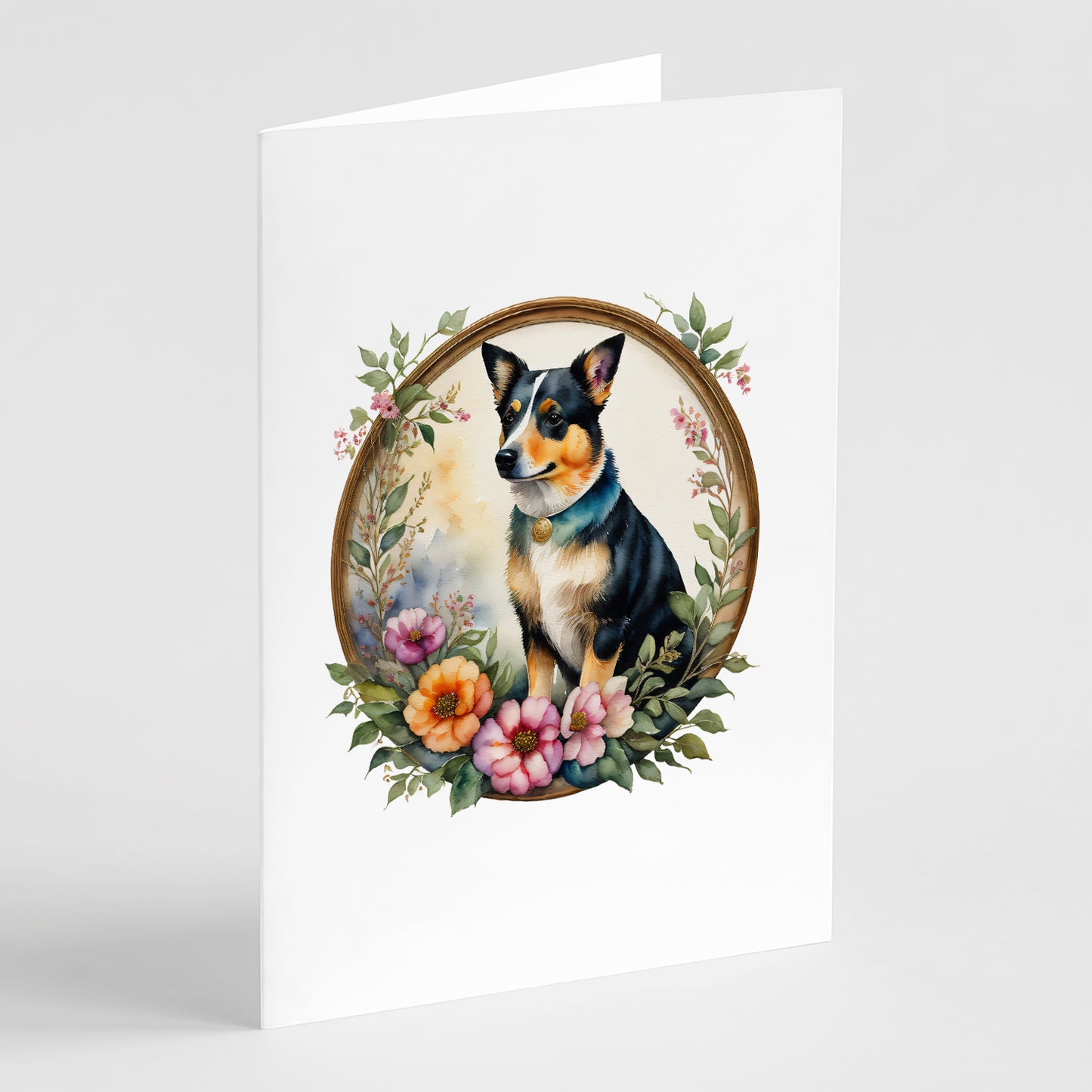 Buy this Lancashire Heeler and Flowers Greeting Cards Pack of 8