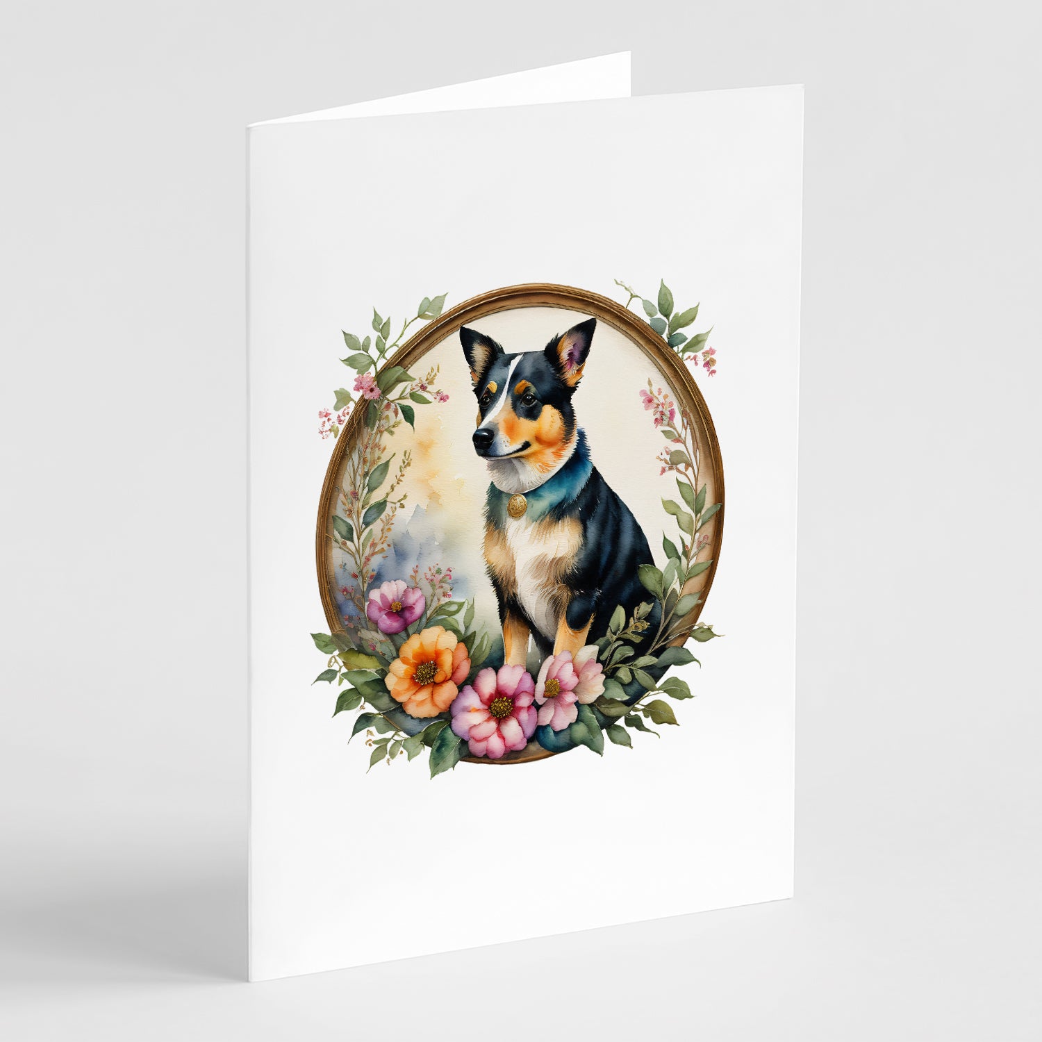 Buy this Lancashire Heeler and Flowers Greeting Cards Pack of 8