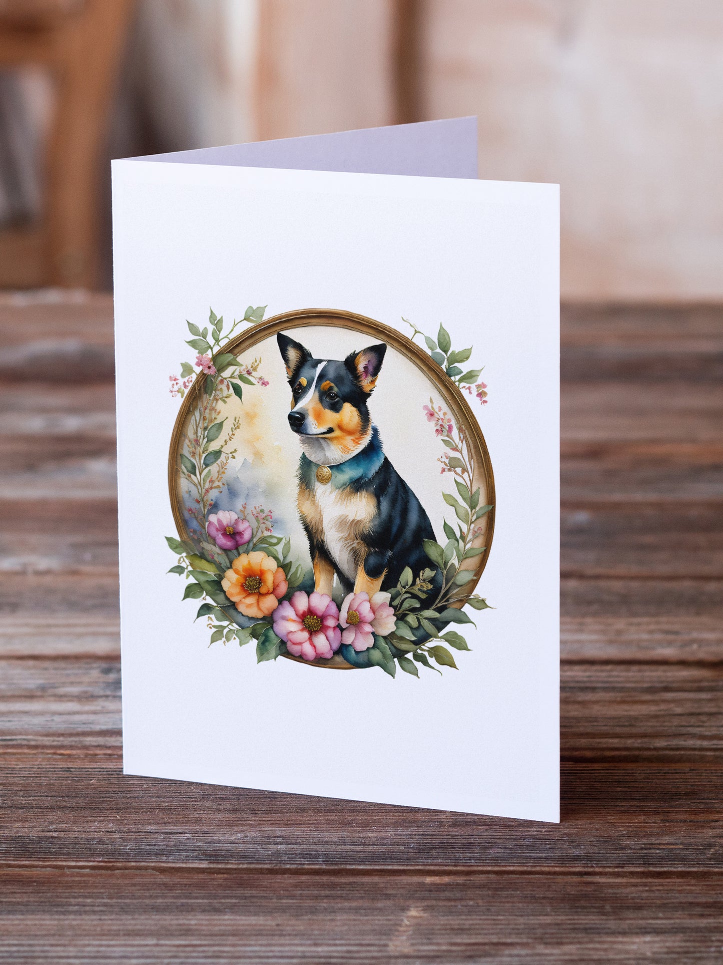 Lancashire Heeler and Flowers Greeting Cards Pack of 8