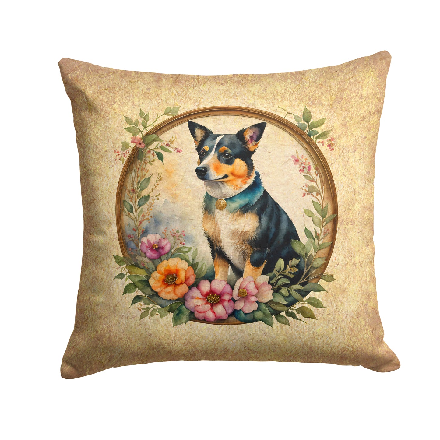 Buy this Lancashire Heeler and Flowers Throw Pillow