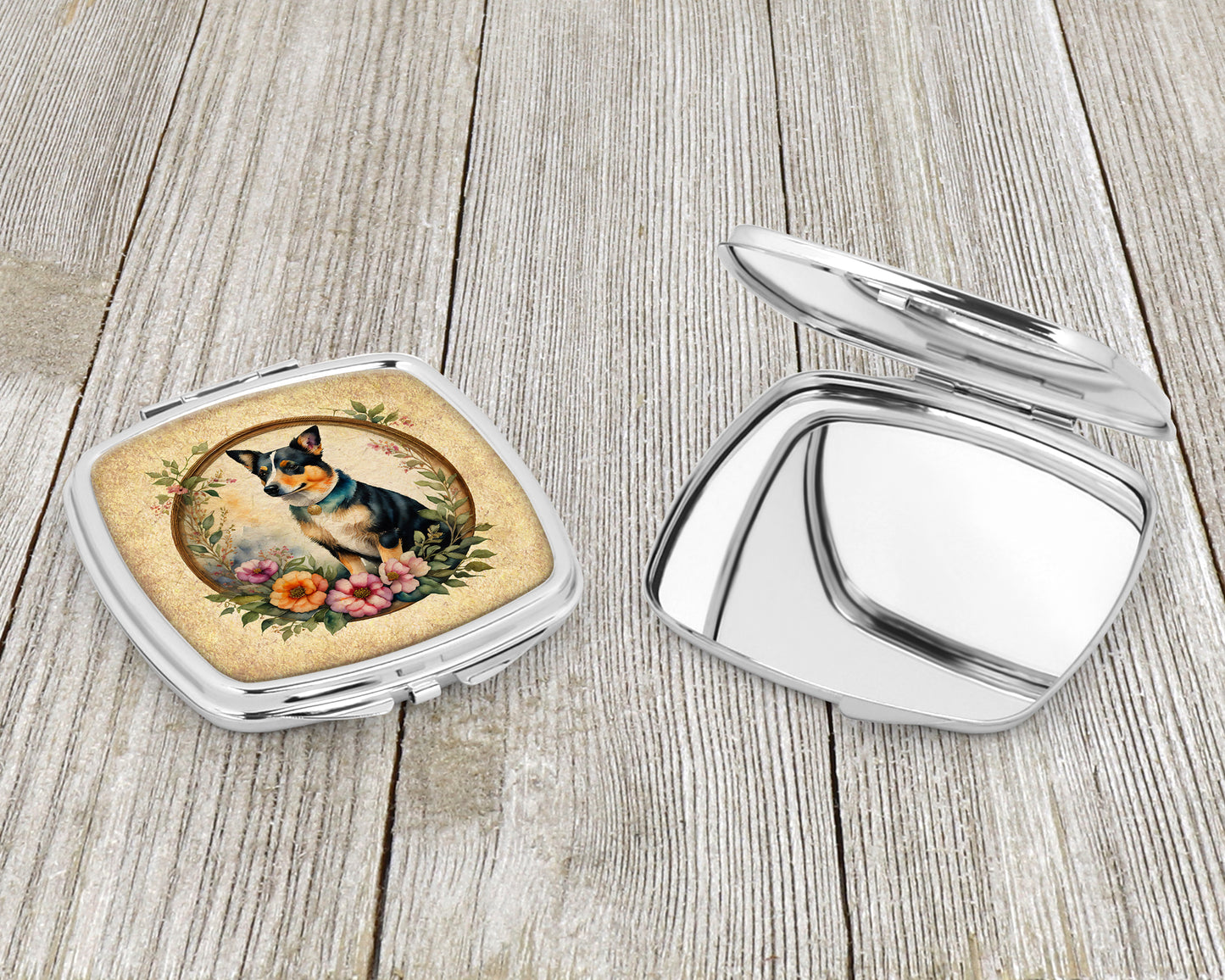 Lancashire Heeler and Flowers Compact Mirror