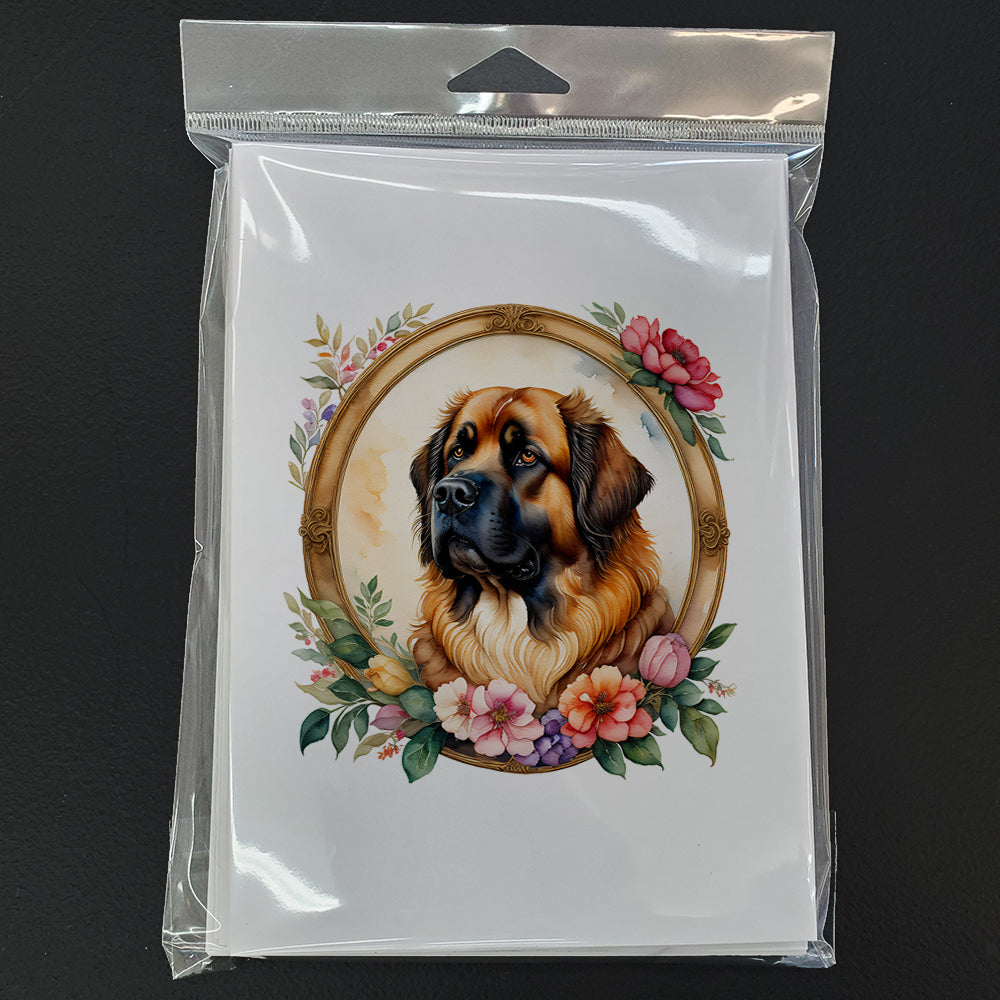 Leonberger and Flowers Greeting Cards Pack of 8