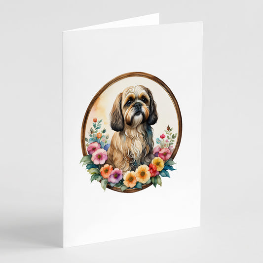 Buy this Lhasa Apso and Flowers Greeting Cards Pack of 8