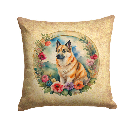 Buy this Norwegian Buhund and Flowers Throw Pillow