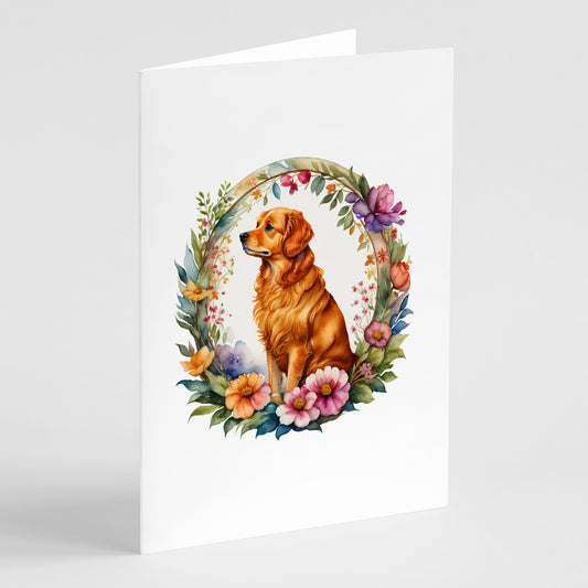 Buy this Nova Scotia Duck Tolling Retriever and Flowers Greeting Cards Pack of 8