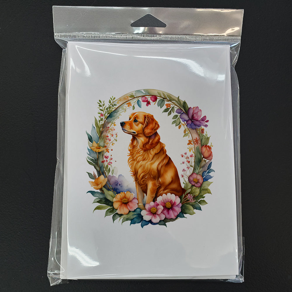 Nova Scotia Duck Tolling Retriever and Flowers Greeting Cards Pack of 8