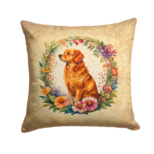 Buy this Nova Scotia Duck Tolling Retriever and Flowers Throw Pillow