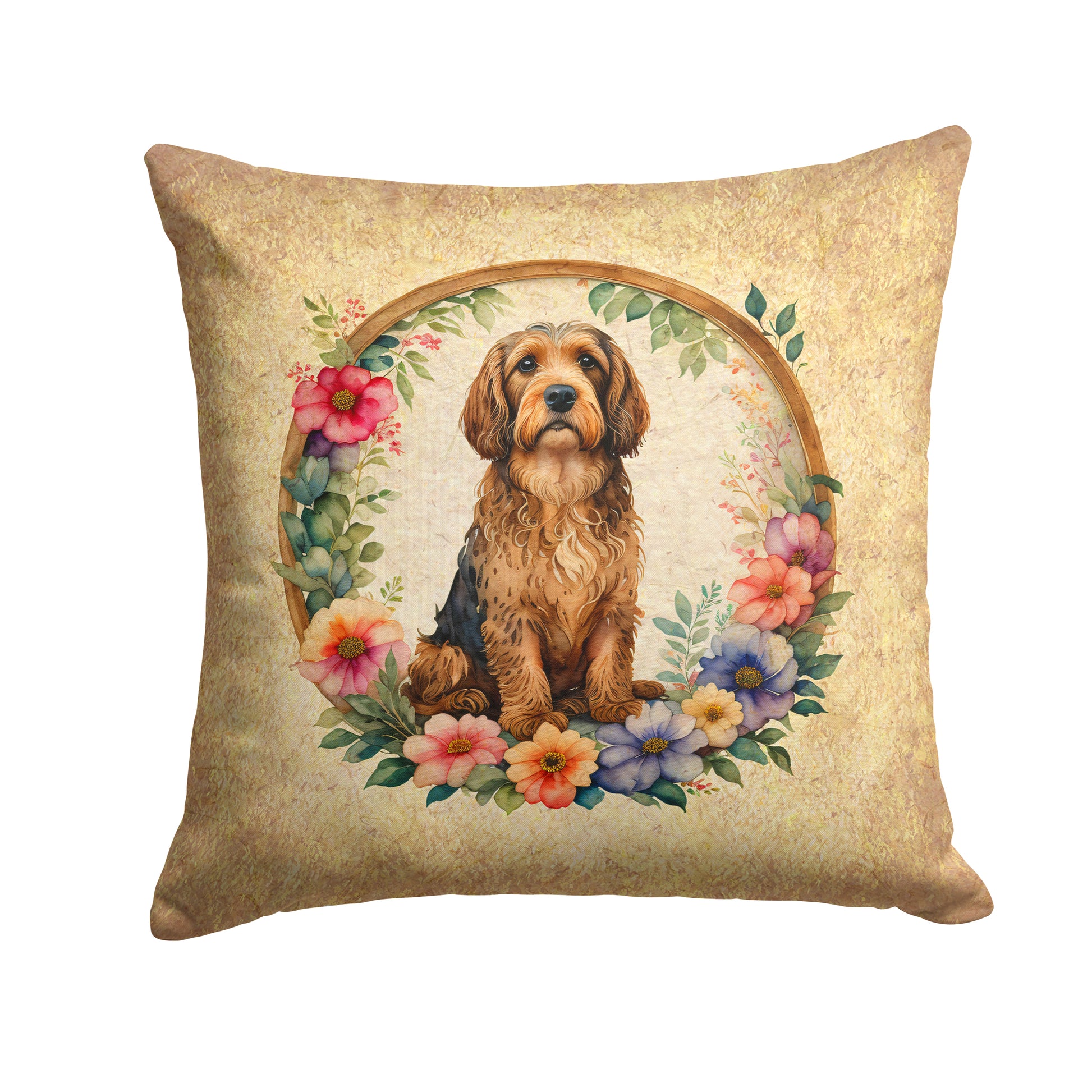 Buy this Otterhound and Flowers Throw Pillow