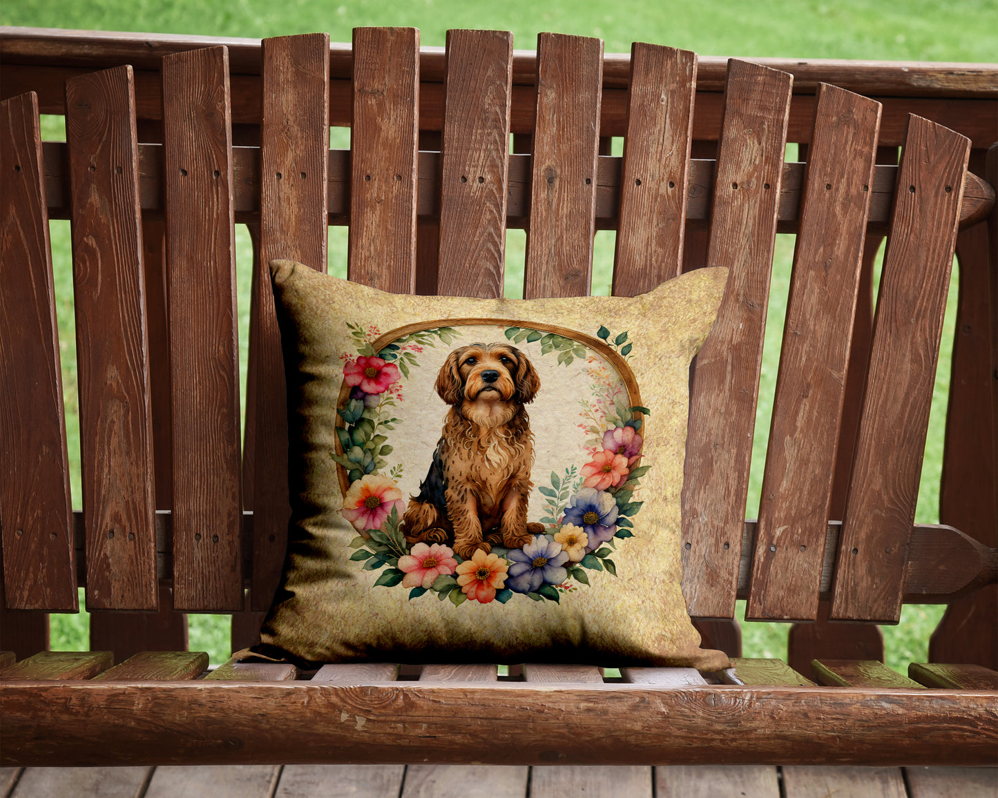 Otterhound and Flowers Throw Pillow