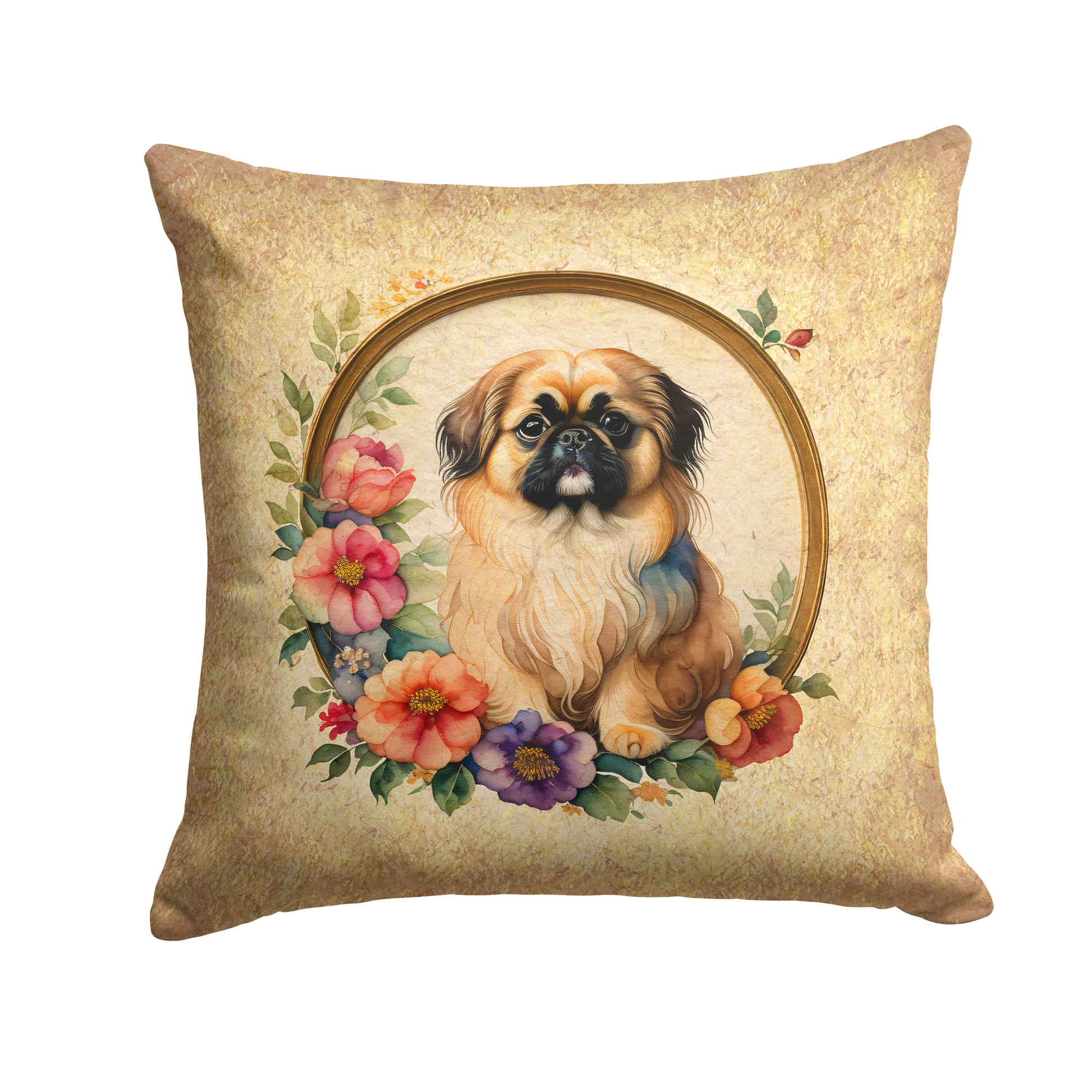 Buy this Pekingese and Flowers Throw Pillow