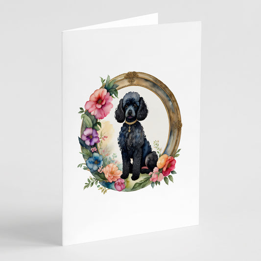 Buy this Black Poodle and Flowers Greeting Cards Pack of 8