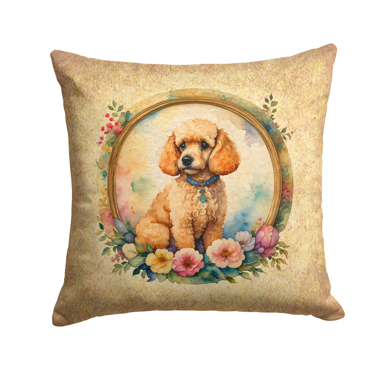 Buy this Poodle and Flowers Throw Pillow