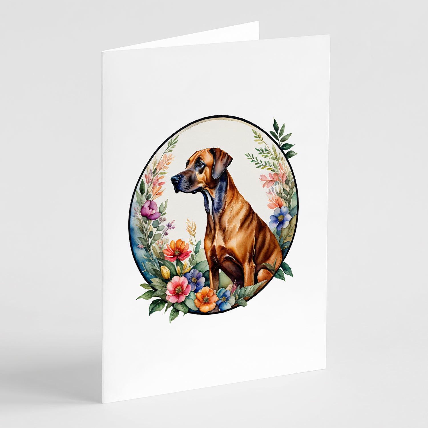 Buy this Rhodesian Ridgeback and Flowers Greeting Cards Pack of 8