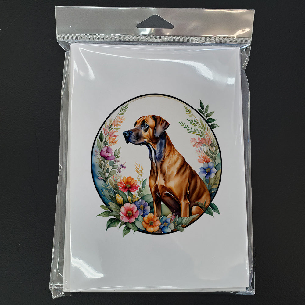 Rhodesian Ridgeback and Flowers Greeting Cards Pack of 8