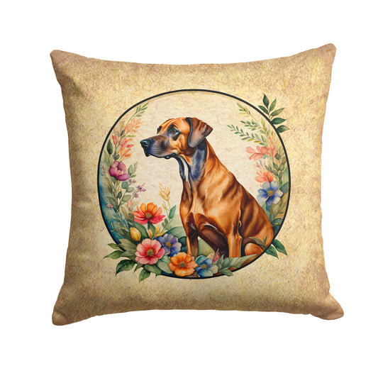 Buy this Rhodesian Ridgeback and Flowers Throw Pillow