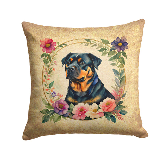 Buy this Rottweiler and Flowers Throw Pillow