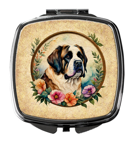 Buy this Saint Bernard and Flowers Compact Mirror