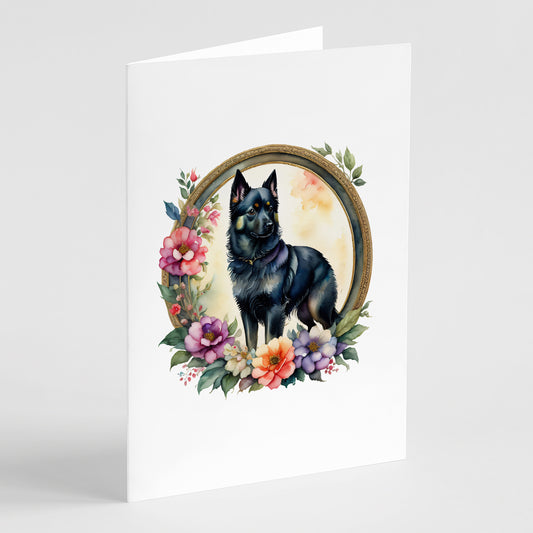 Buy this Schipperke and Flowers Greeting Cards Pack of 8