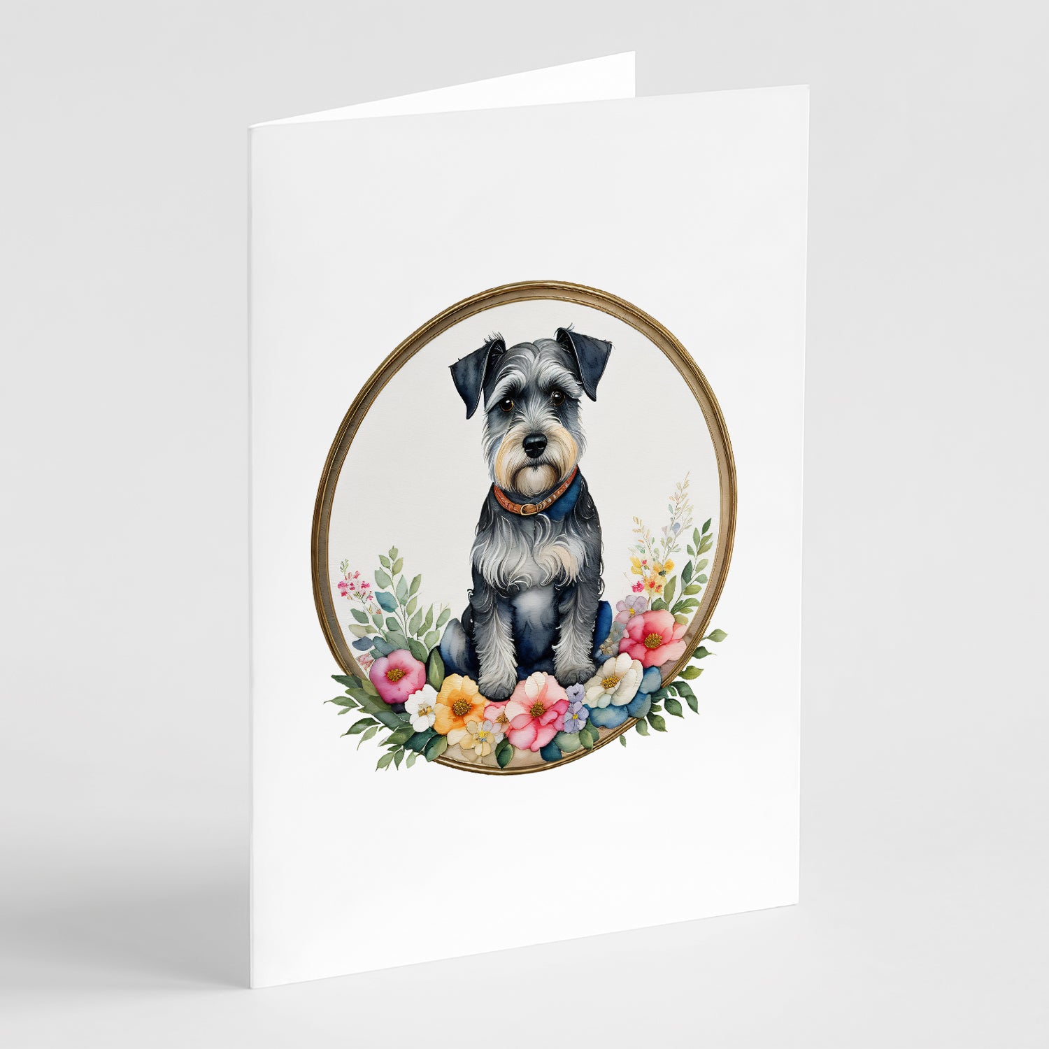 Buy this Schnauzer and Flowers Greeting Cards Pack of 8