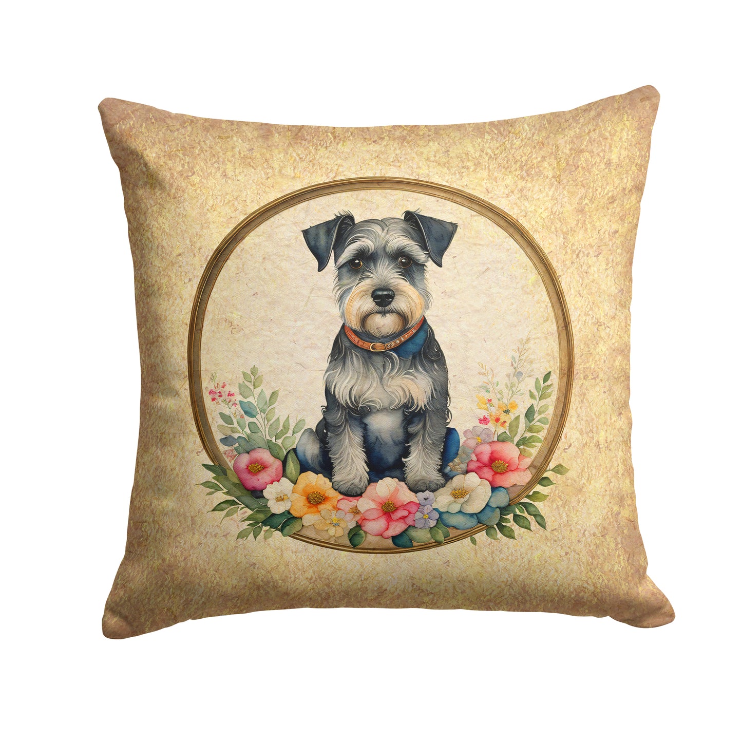 Buy this Schnauzer and Flowers Throw Pillow