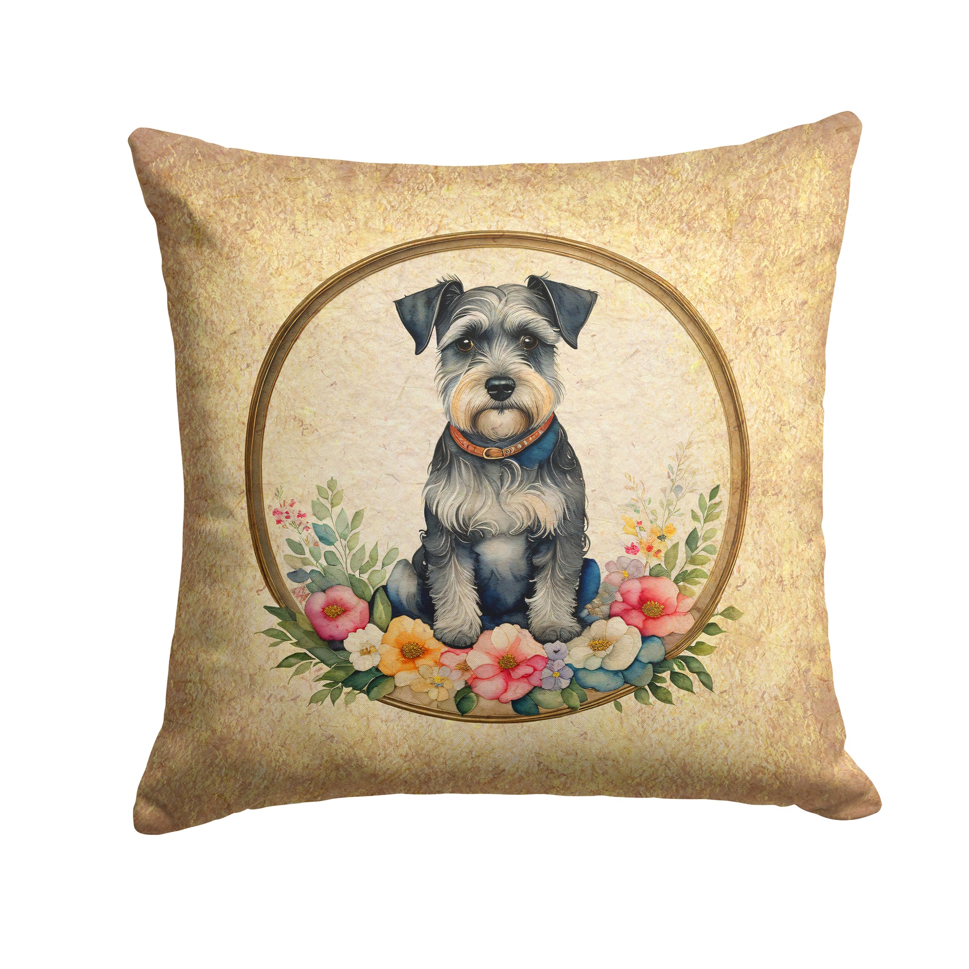 Buy this Schnauzer and Flowers Throw Pillow