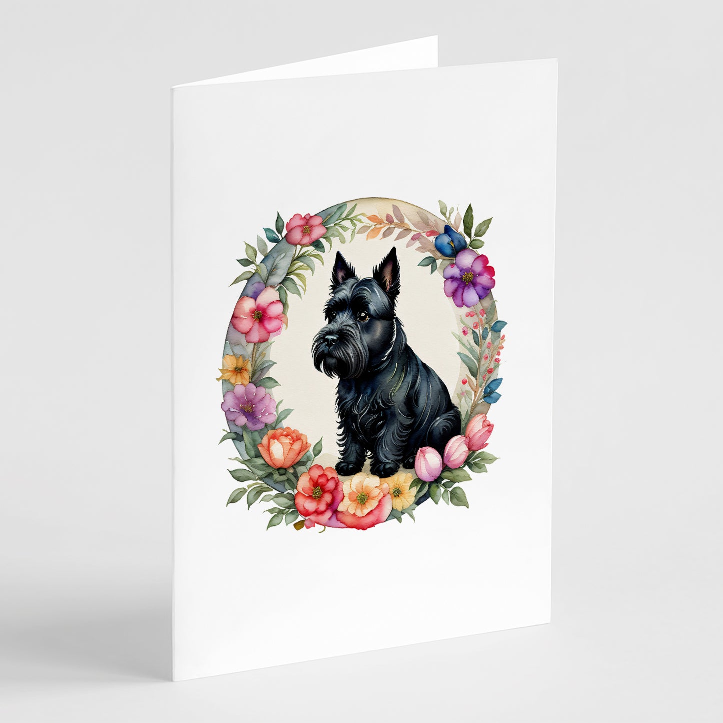 Buy this Scottish Terrier and Flowers Greeting Cards Pack of 8