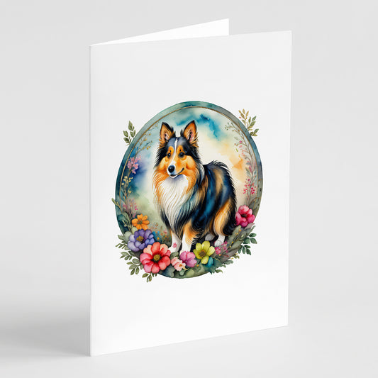 Buy this Sheltie and Flowers Greeting Cards Pack of 8