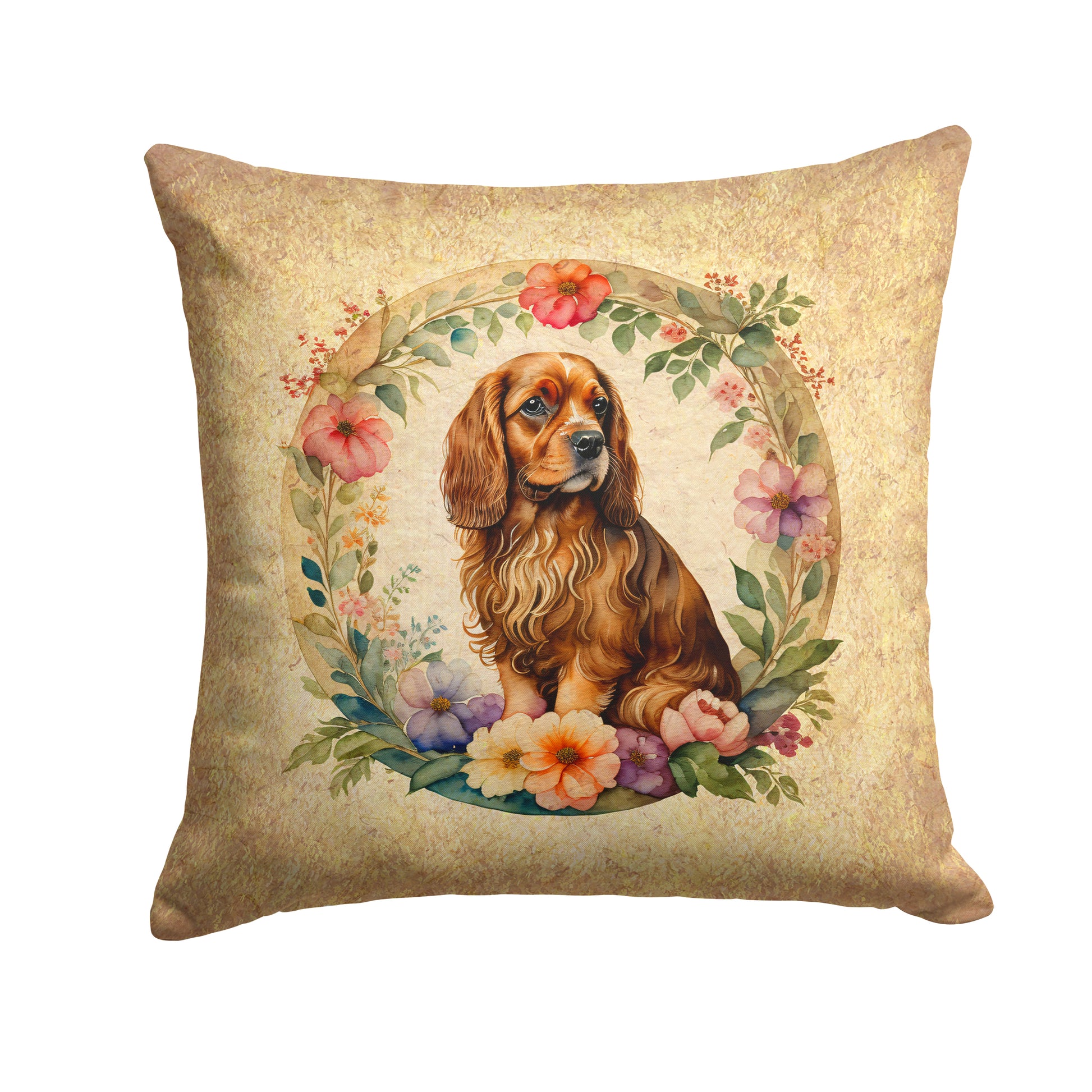 Buy this Sussex Spaniel and Flowers Throw Pillow