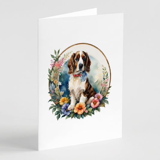 Buy this Welsh Springer Spaniel and Flowers Greeting Cards Pack of 8