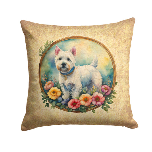 Buy this Westie and Flowers Throw Pillow