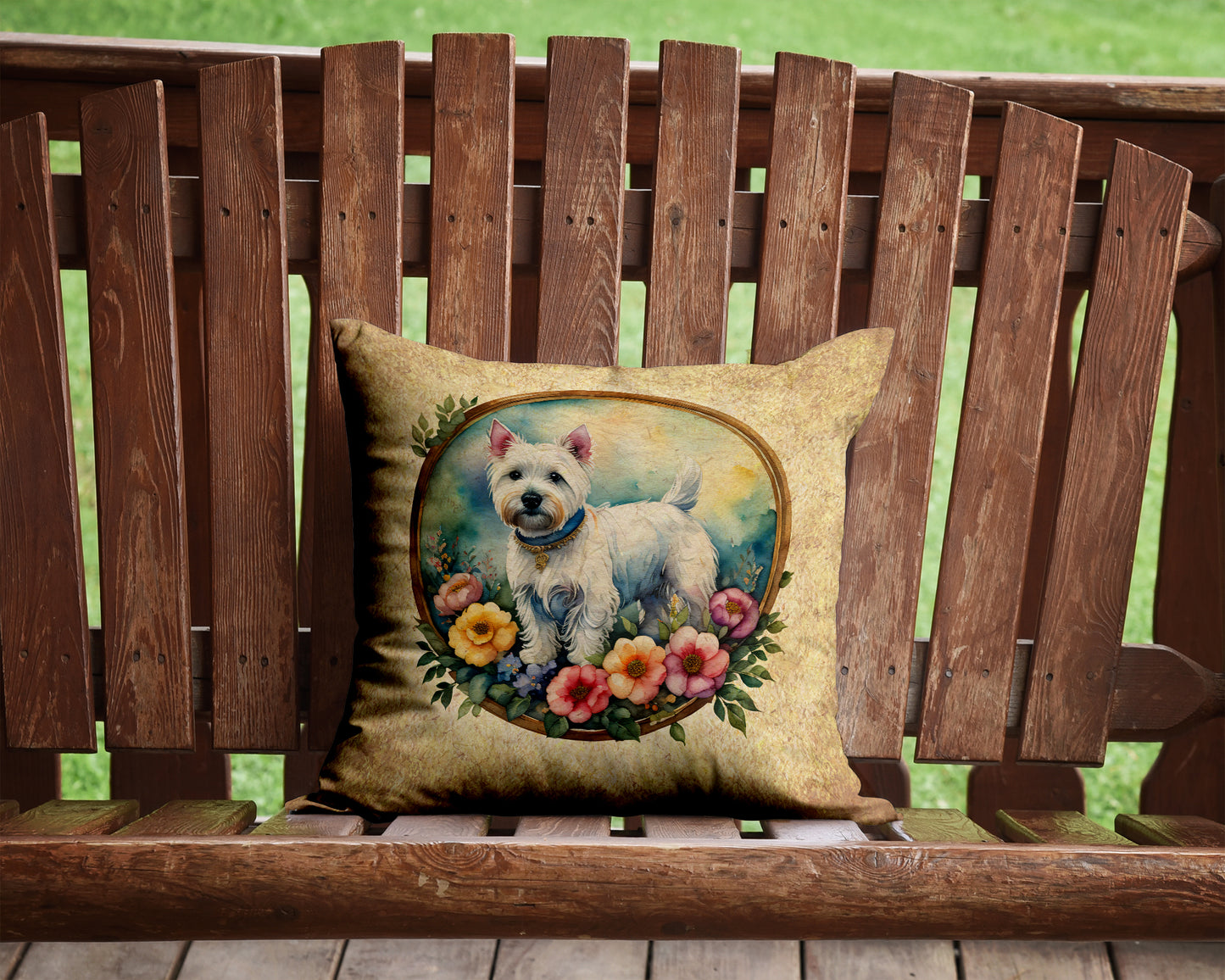 Westie and Flowers Throw Pillow