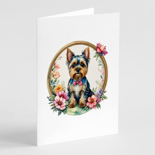 Buy this Yorkshire Terrier and Flowers Greeting Cards Pack of 8