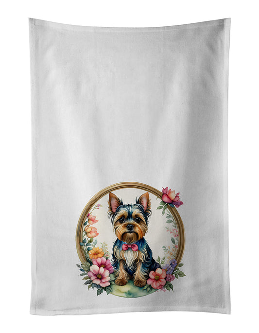 Buy this Yorkshire Terrier and Flowers Kitchen Towel Set of 2