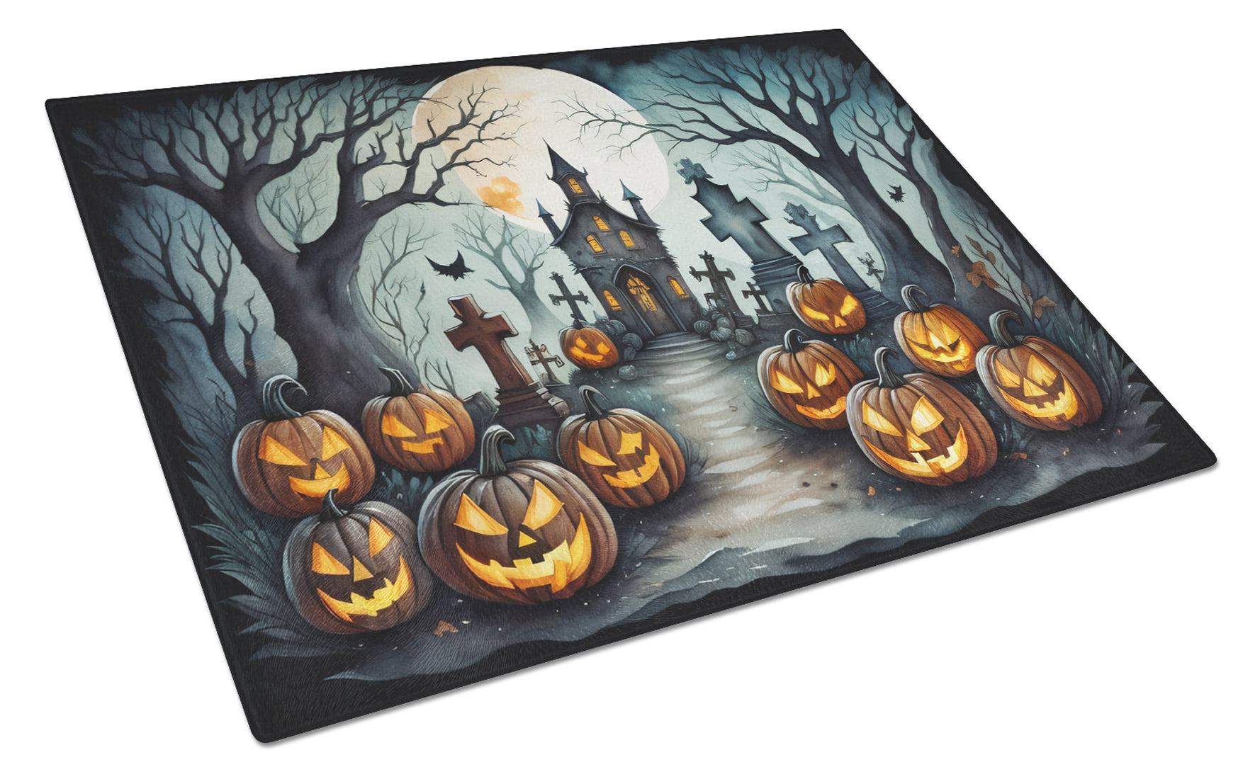 Buy this Graveyard Spooky Halloween Glass Cutting Board