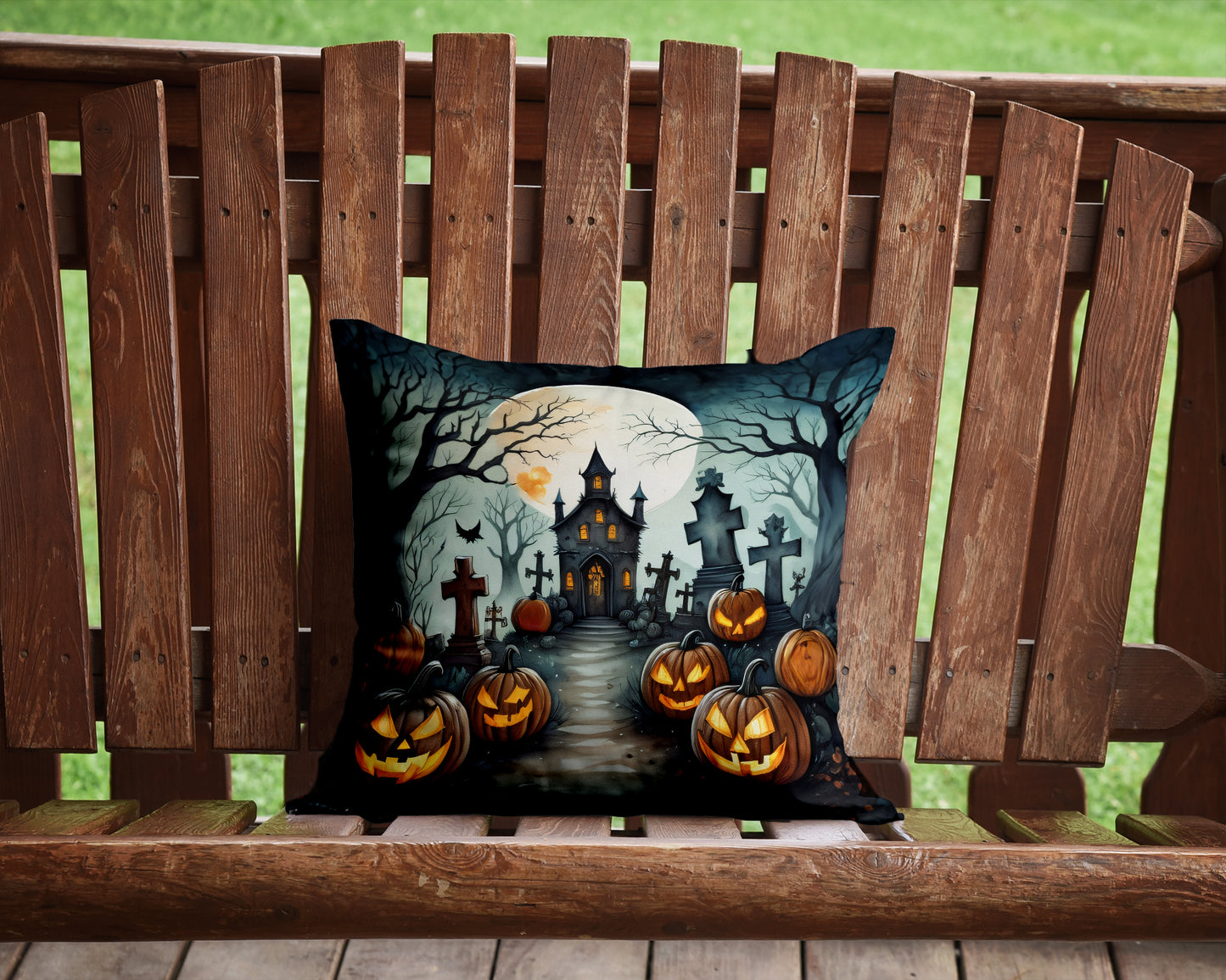Graveyard Spooky Halloween Throw Pillow